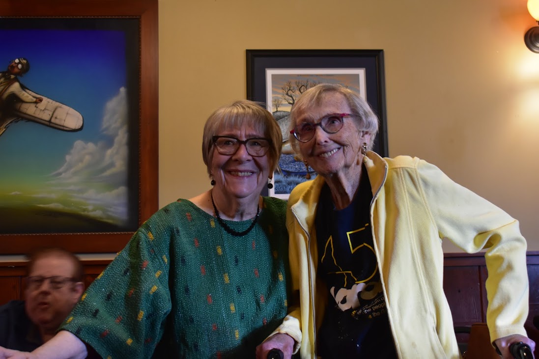 Kathy Schrier and friend Fern Valentine at Schrier's retirement party in March. 